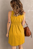 Sleeveless Button Down Mini Dress - Flyclothing LLC