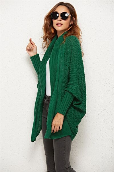 Open Front Batwing Sleeve Cardigan - Flyclothing LLC