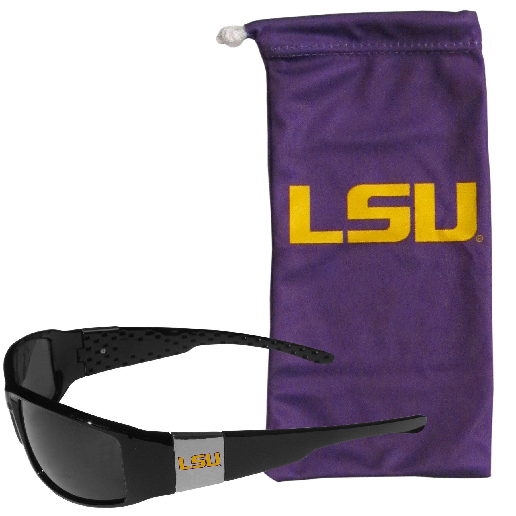 LSU Tigers Chrome Wrap Sunglasses and Bag - Flyclothing LLC