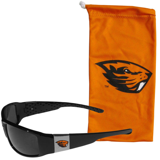 Oregon St. Beavers Chrome Wrap Sunglasses and Bag - Flyclothing LLC