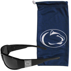 Penn St. Nittany Lions Etched Chrome Wrap Sunglasses and Bag - Flyclothing LLC