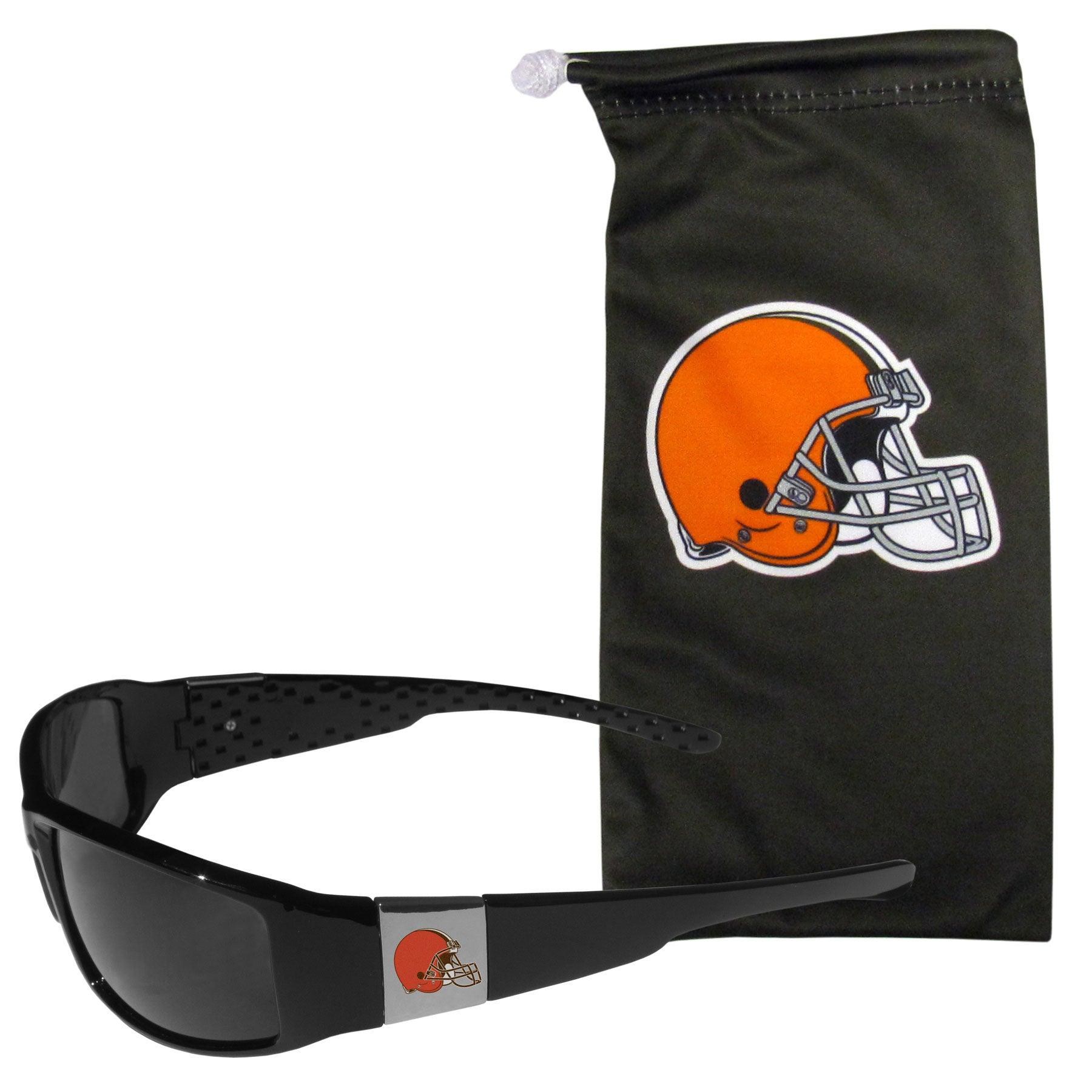 Cleveland Browns Chrome Wrap Sunglasses and Bag - Flyclothing LLC