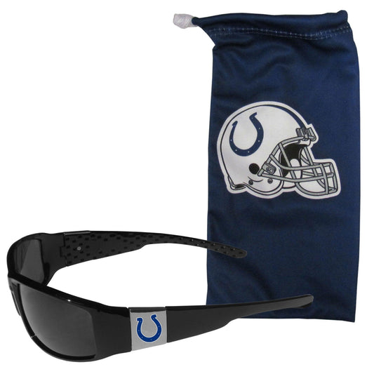 Indianapolis Colts Chrome Wrap Sunglasses and Bag - Flyclothing LLC