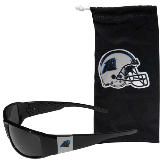 Carolina Panthers Chrome Wrap Sunglasses and Bag - Siskiyou Buckle