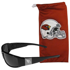 Arizona Cardinals Etched Chrome Wrap Sunglasses and Bag - Flyclothing LLC