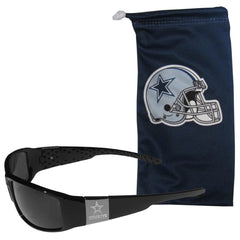 Dallas Cowboys Etched Chrome Wrap Sunglasses and Bag - Siskiyou Buckle