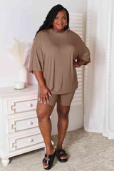 Basic Bae Full Size Soft Rayon Three-Quarter Sleeve Top and Shorts Set - Flyclothing LLC