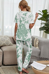 Tie-Dye Tee and Drawstring Waist Joggers Lounge Set - Flyclothing LLC