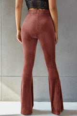 Ribbed High Waist Flare Pants - Flyclothing LLC