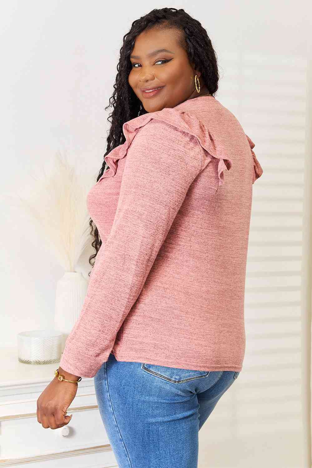 Ruffled Bell Sleeve Cardigan (Plus)