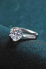 3 Carat Moissanite Rhodium-Plated Side Stone Ring - Flyclothing LLC