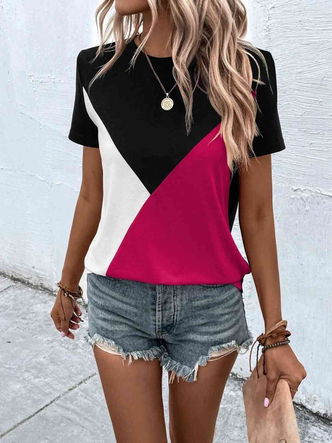 Color Block T-Shirt - Trendsi