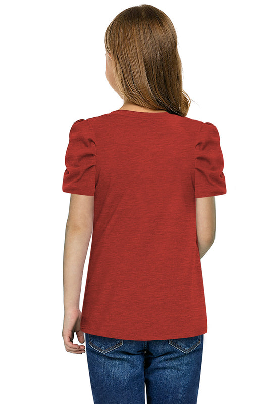 Round Neck Puff Sleeve T-Shirt - Flyclothing LLC