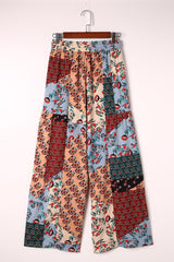 Bohemian Patchwork Drawstring Wide Leg Pants - Flyclothing LLC