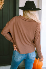 Lapel Collar Dropped Shoulder Blouse - Flyclothing LLC