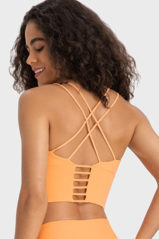 Crisscross Back Ladder Detail Sports Bra - Flyclothing LLC