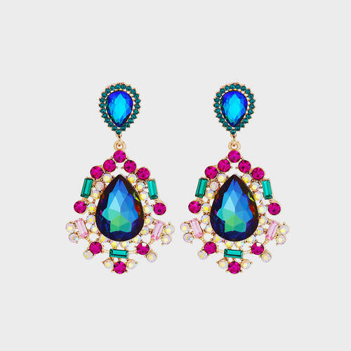 Teardrop Shape Rhinestone Alloy Dangle Earrings - Flyclothing LLC