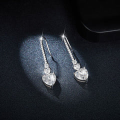 5.44 Carat 925 Sterling Silver Moissanite Heart Drop Earrings - Flyclothing LLC