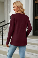 V-Neck Long Sleeve Blouse - Flyclothing LLC