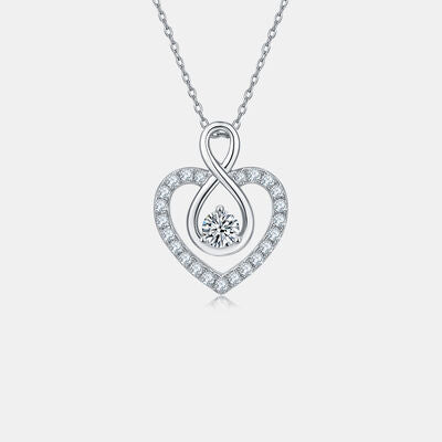 1 Carat Moissanite 925 Sterling Silver Heart Shape Necklace - Flyclothing LLC