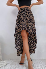 Leopard Ruffle Hem High-Low Skirt - Flyclothing LLC