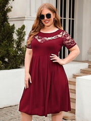 Plus Size Ruched Round Neck Short Sleeve Dress - Flyclothing LLC