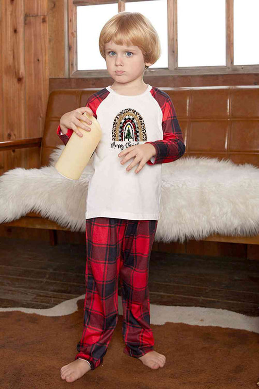 MERRY CHRISTMAS Graphic Top and Plaid Pants Set - Flyclothing LLC