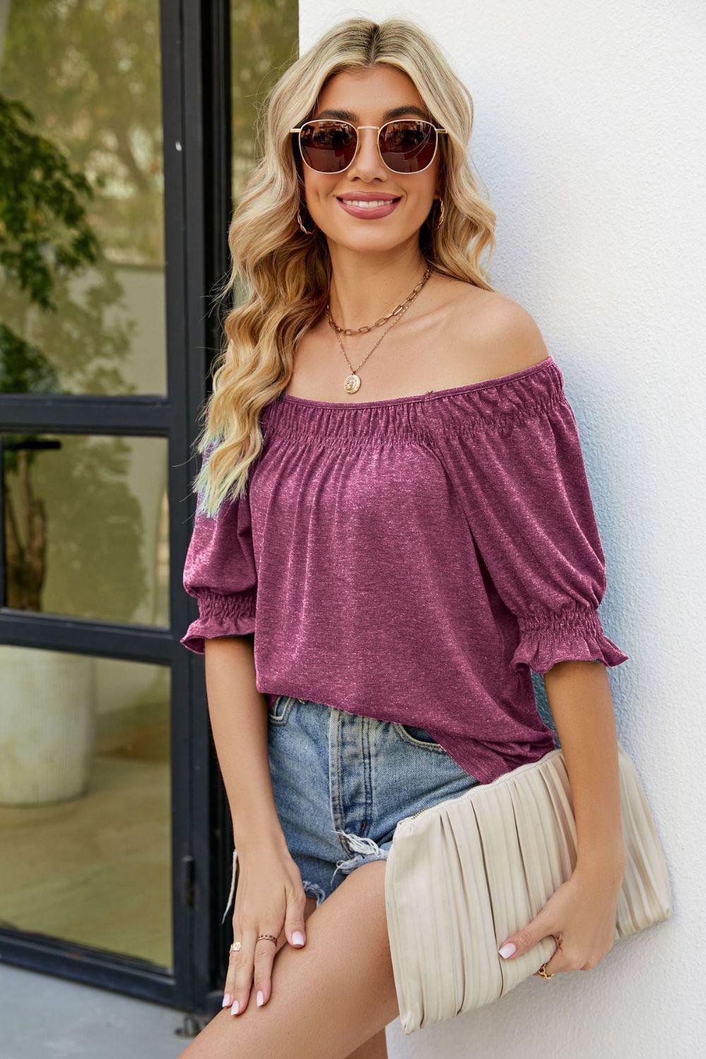 Short Flounce Sleeve Top - Flyclothing LLC