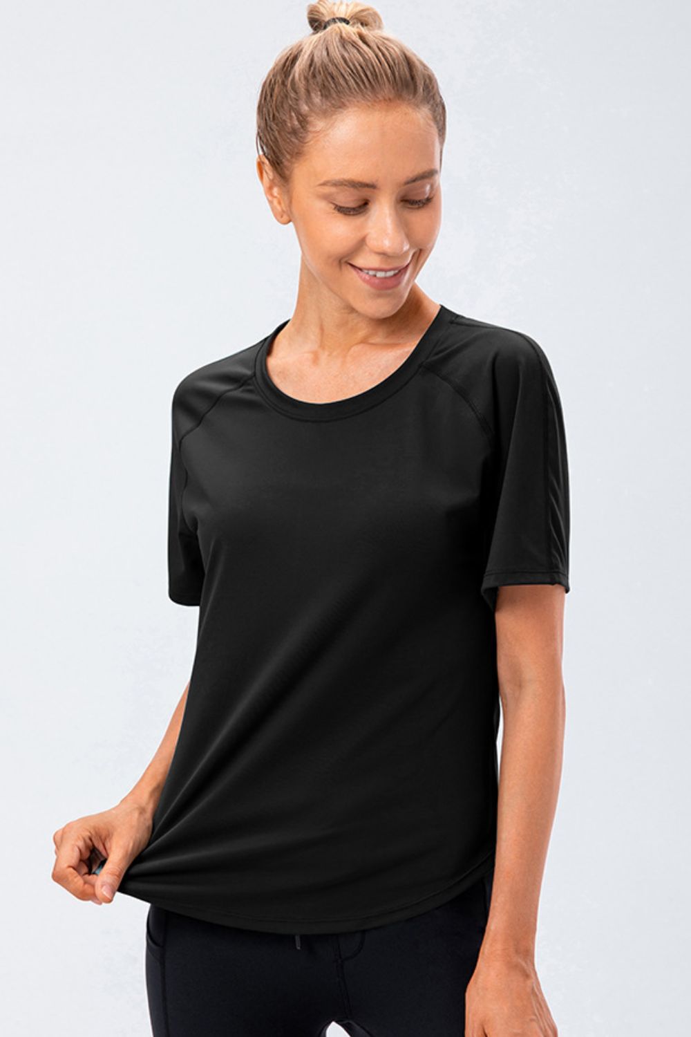 Round Neck Raglan Sleeve Active Tee - Flyclothing LLC