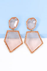 Geometrical Shape Zinc Alloy Frame Resin Dangle Earrings - Flyclothing LLC