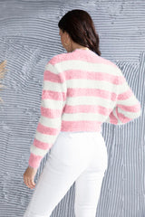 Striped Button Up Cropped Cardigan - Flyclothing LLC