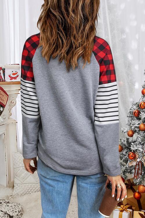 HAPPY CHRISTMAS Striped Long Sleeve T-Shirt - Flyclothing LLC