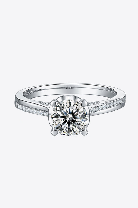 1 Carat Moissanite 925 Sterling Silver Side Stone Ring - Flyclothing LLC