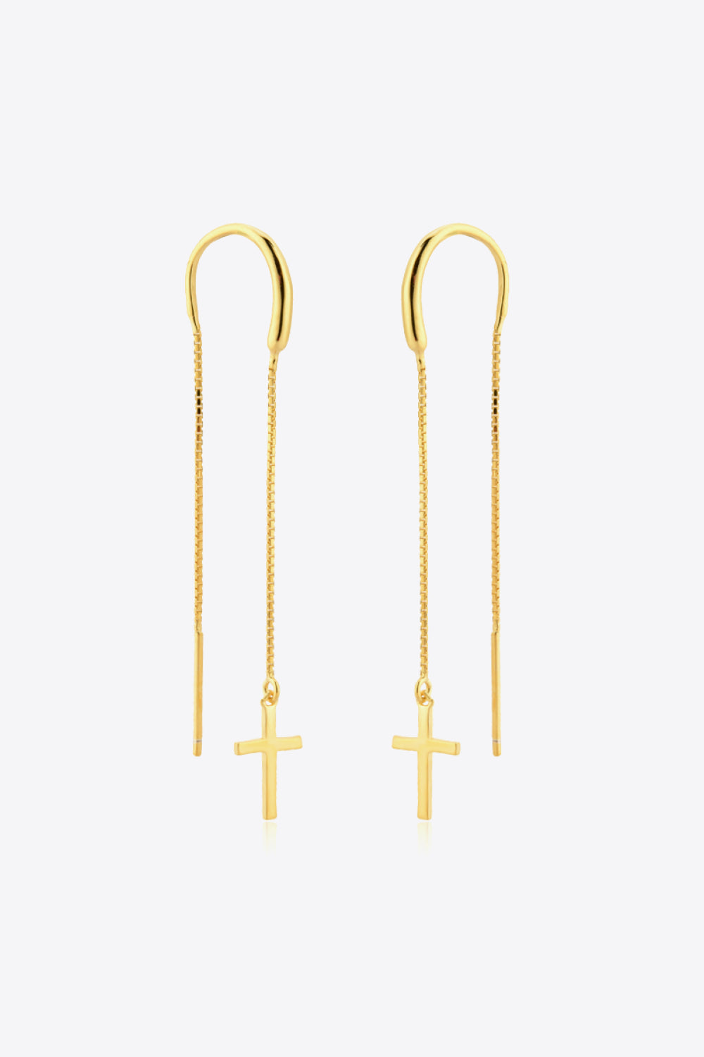 925 Sterling Silver Cross Threader Earrings - Flyclothing LLC