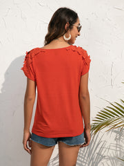 Spliced Lace Cold-Shoulder Blouse - Flyclothing LLC