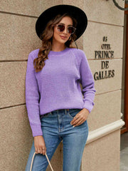 Round Neck Raglan Sleeve Sweater - Flyclothing LLC