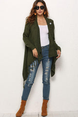 One-Button Tassel Tie Asymmetrical Hem Cardigan - Flyclothing LLC