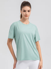 Round Neck Short Sleeve Active Top - Flyclothing LLC