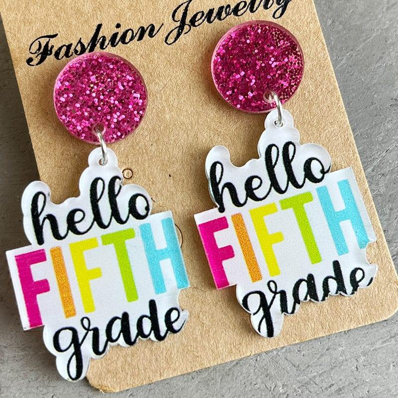 HELLO SECOND GRADE Acrylic Dangle Earrings - Trendsi