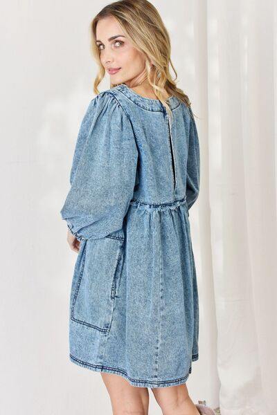 HEYSON Full Size Oversized Denim Babydoll Dress - Flyclothing LLC