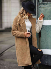 Contrast Dropped Shoulder Sherpa Coat