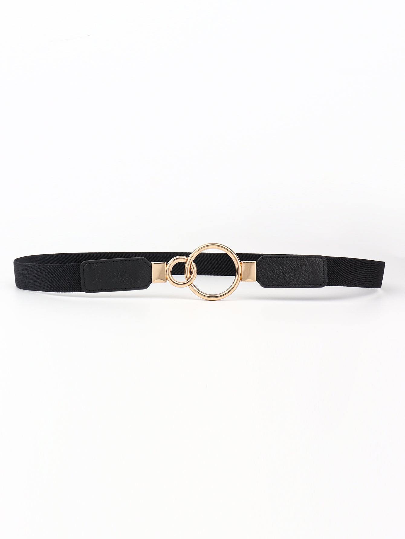 Double Ring Buckle Elastic PU Belt - Flyclothing LLC