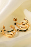 18K Gold Plated Cubic Zirconia Wrap C-Hoop Earrings - Flyclothing LLC