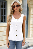 Decorative Button Round Neck Tank - Flyclothing LLC