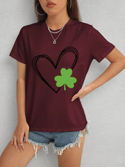 Heart Lucky Clover Short Sleeve T-Shirt - Flyclothing LLC