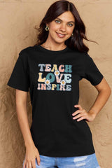 Simply Love Full Size TEACH LOVE INSPIRE Graphic Cotton T-Shirt - Flyclothing LLC