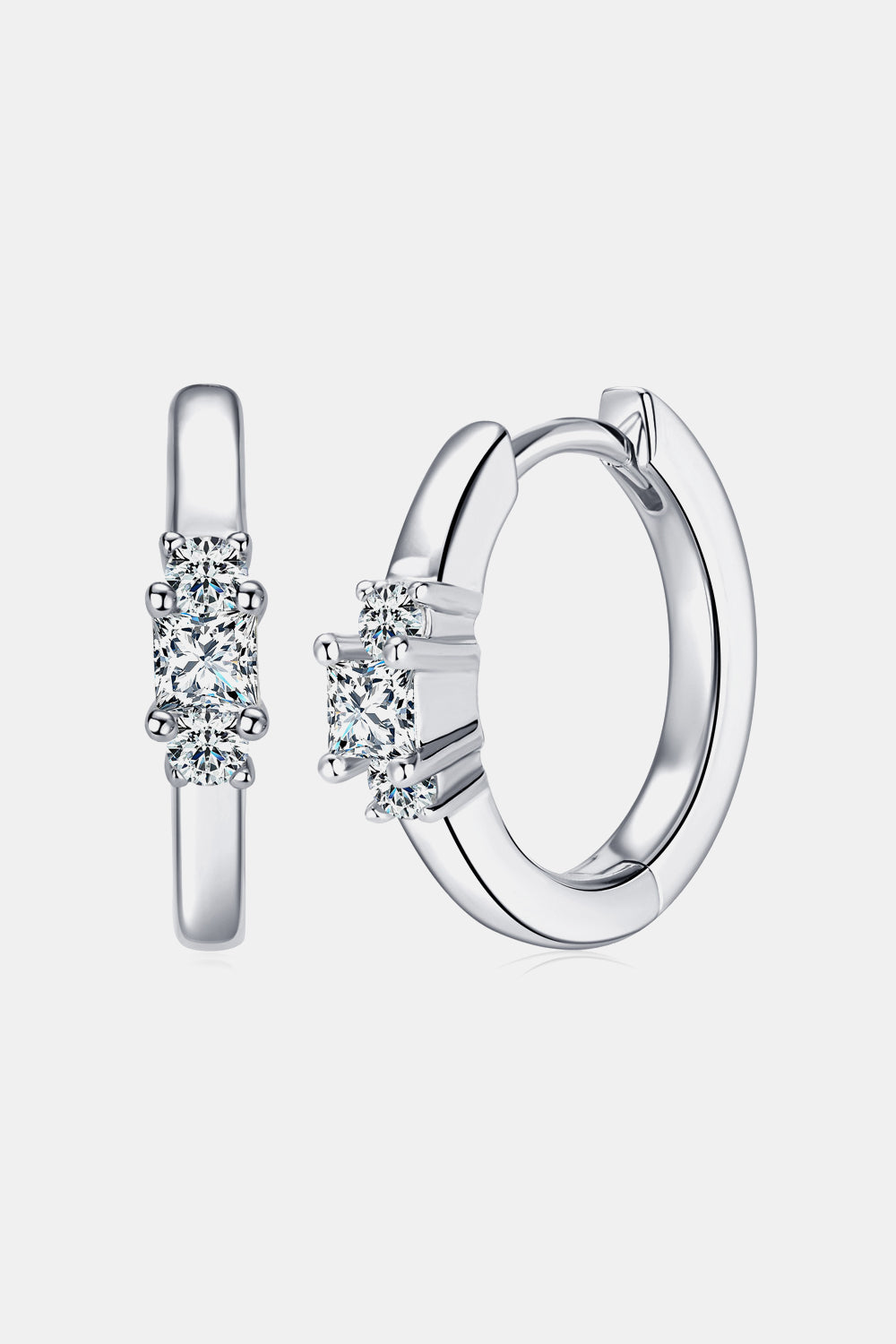 Moissanite 925 Sterling Silver Huggie Earrings - Flyclothing LLC