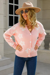 Floral Dropped Shoulder Button-Up Cardigan - Flyclothing LLC