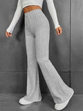 Ribbed High Waist Bootcut Pants - Flyclothing LLC