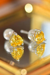 2 Carat Yellow Heart Moissanite Platinum-Plated Earrings - Trendsi